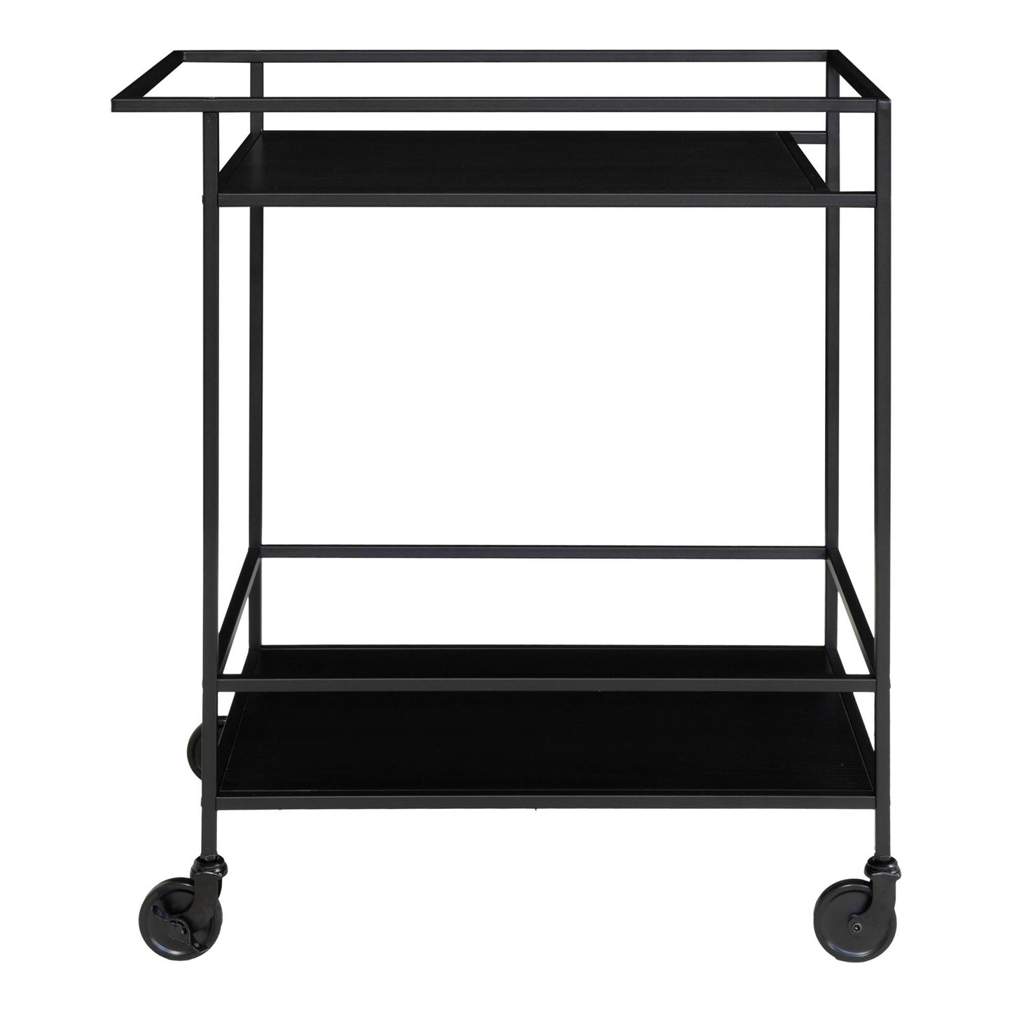 Carucior de bar cu 2 rafturi, negru
