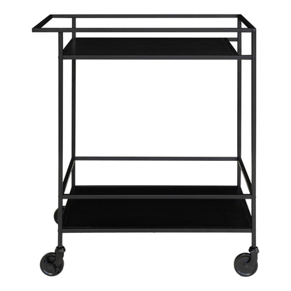 Carucior de bar cu 2 rafturi, negru