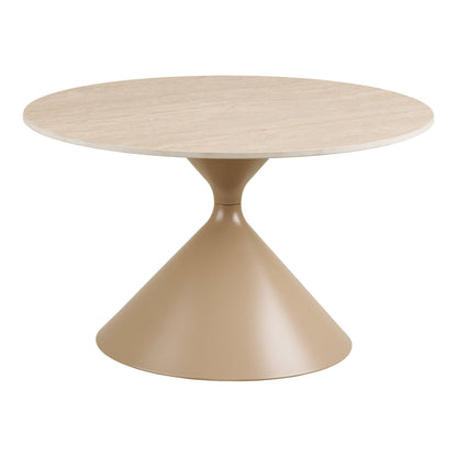 Masuta de cafea cu blat ceramic/otel, travertin/nisipiu 