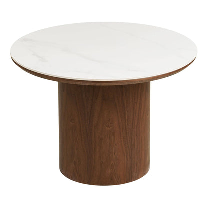 Masuta de cafea cu blat ceramic/furnir de frasin, alb/maro inchis 