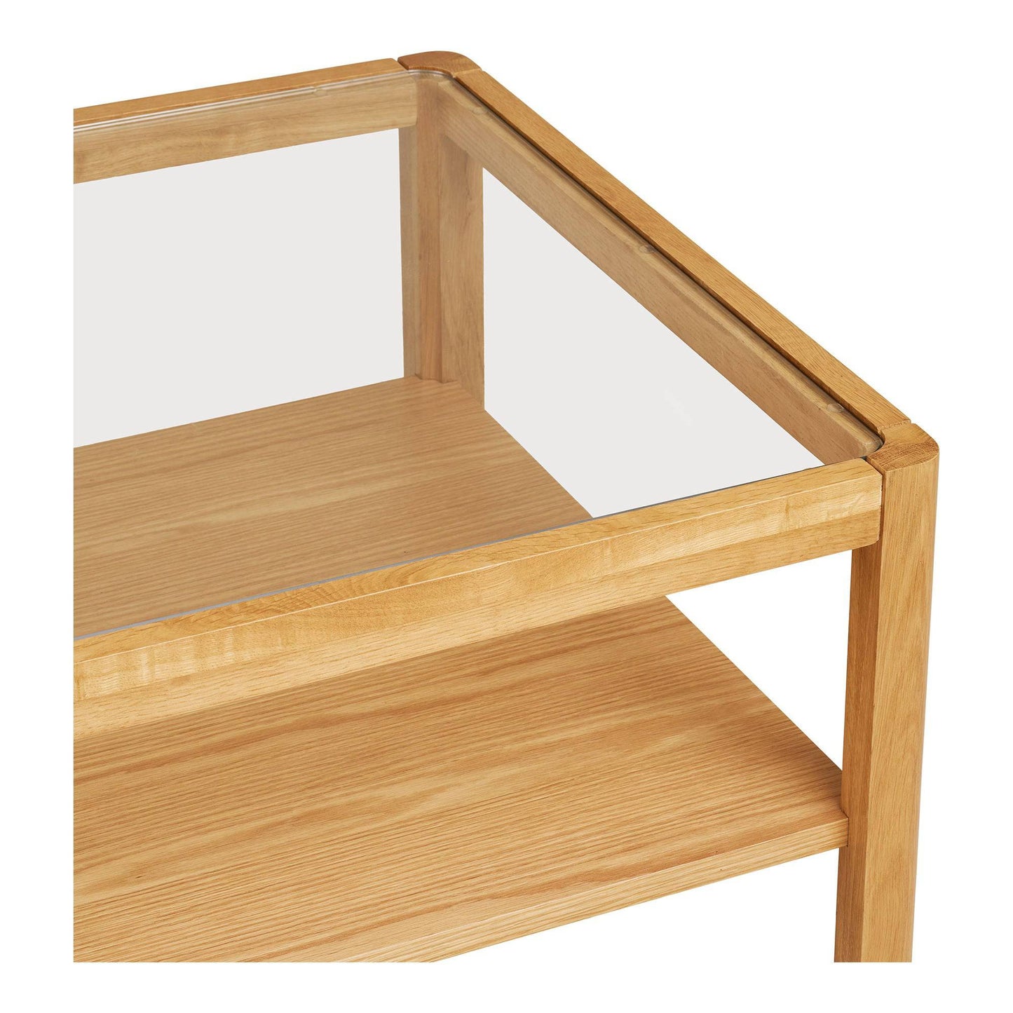 Masuta de cafea din stejar/furnir de stejar/sticla calita, natur