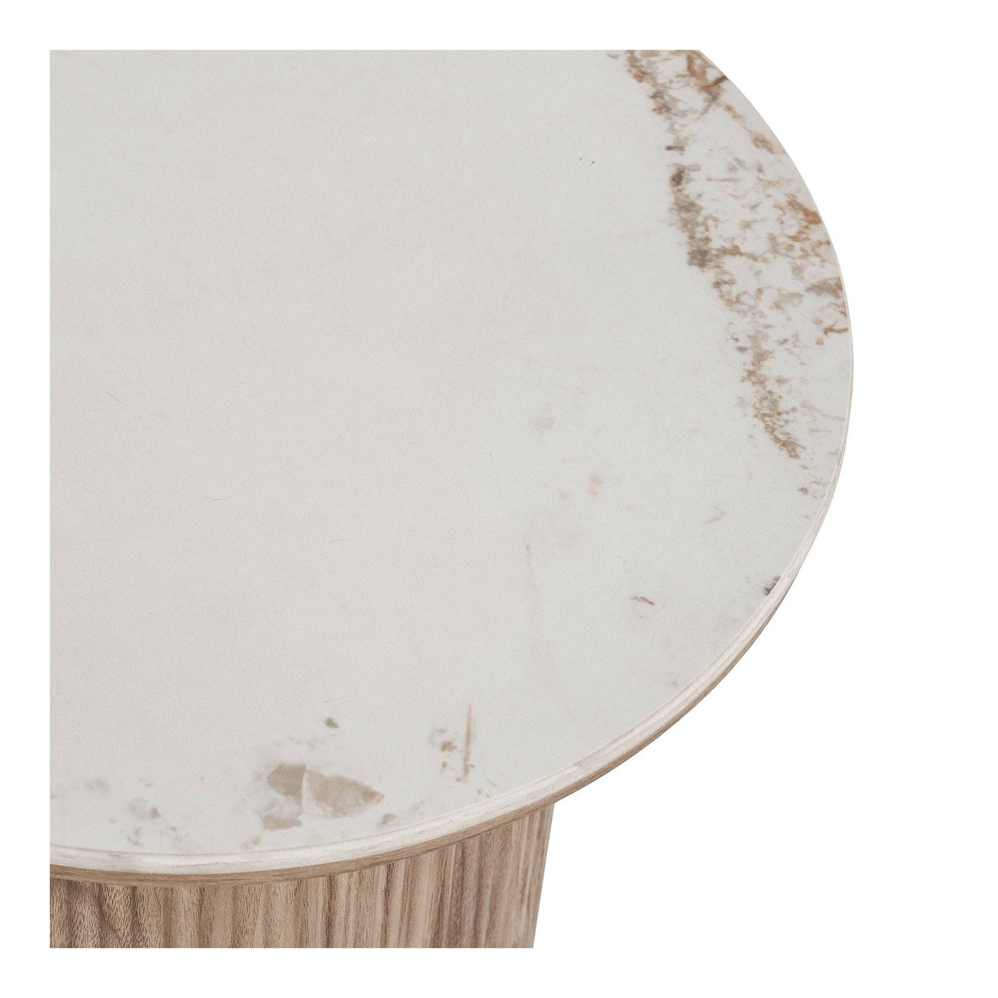 Masuta laterala cu blat ceramic, alb/maro, detaliu blat