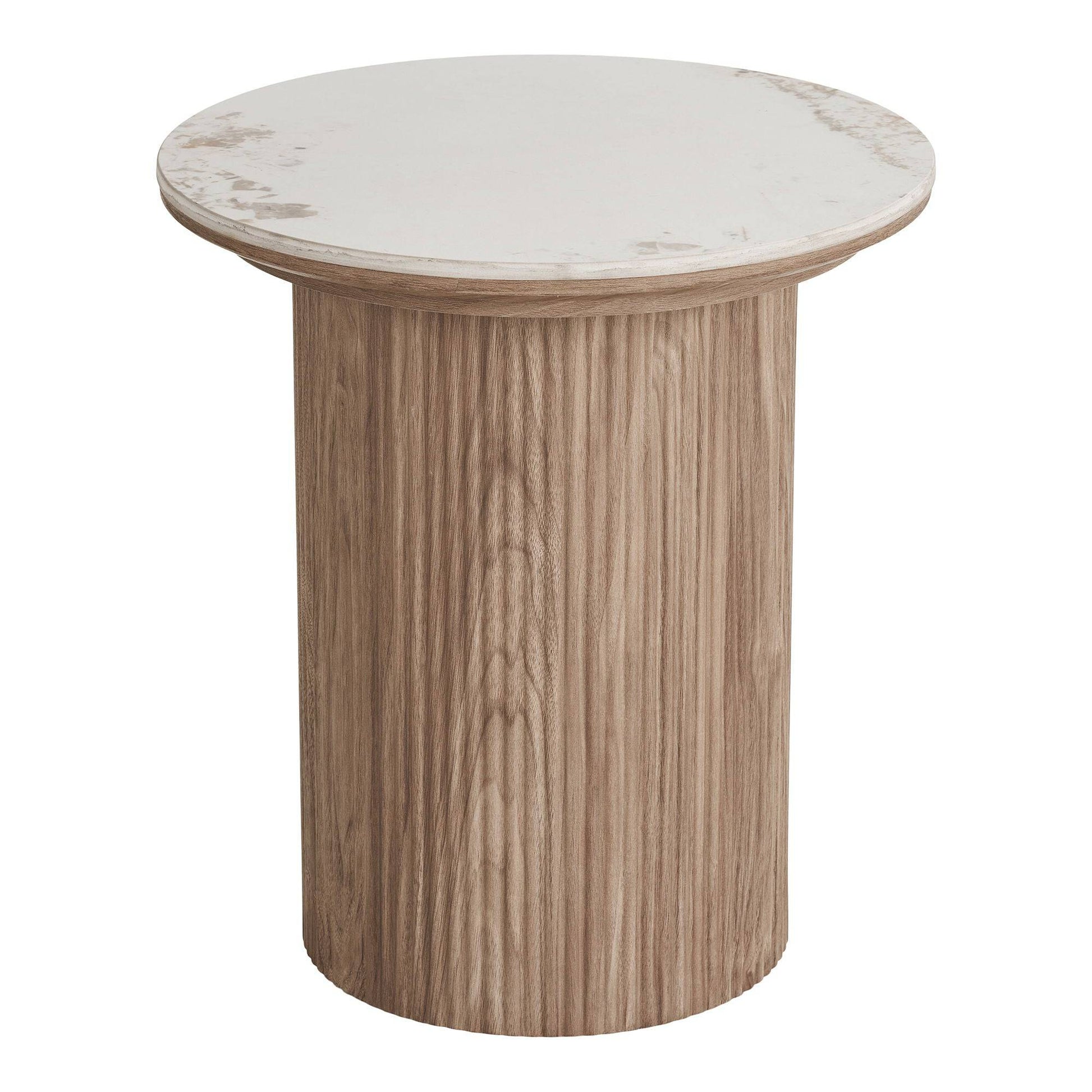 Masuta laterala cu blat ceramic, alb/maro, detaliu