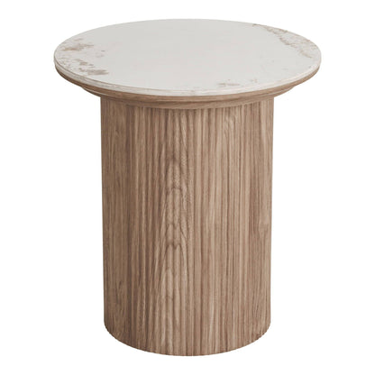 Masuta laterala cu blat ceramic, alb/maro, detaliu