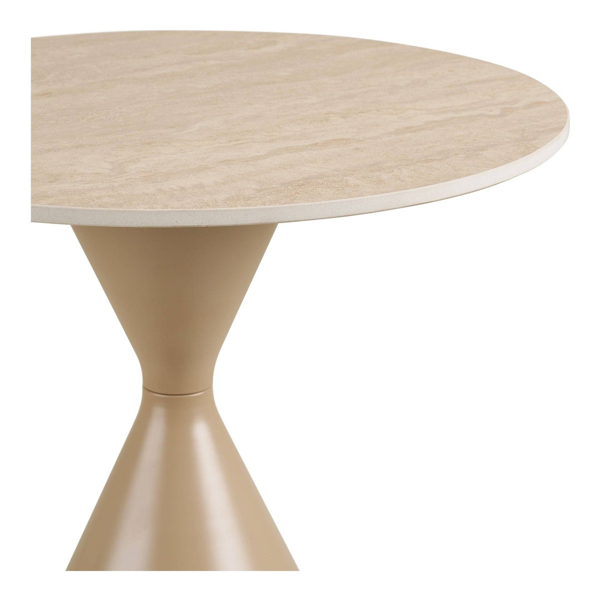 Masuta laterala cu blat ceramic/otel, cu aspect de travertin/nisipiu, detaliu blat