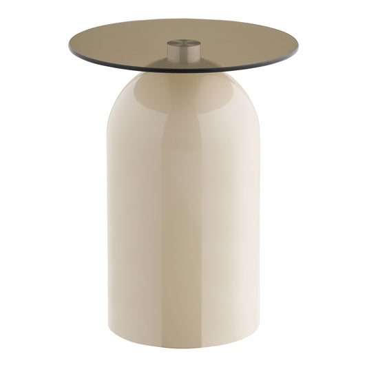 Ravello Masuta laterala din sticla calita/metal, gri/bej  ø40x52 cm