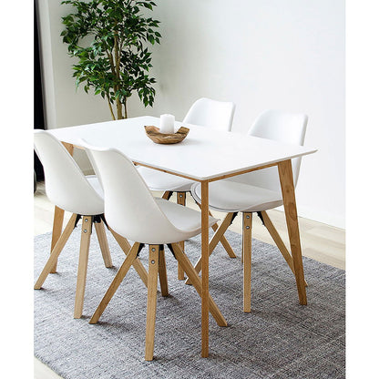  Masa de dining, alb si natur, in living