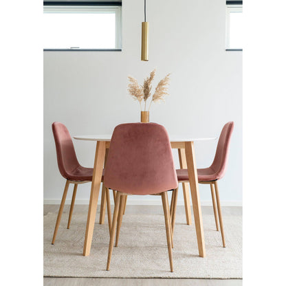  Masa de dining, alb si natur, in living, cu scaune