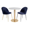 Masa de dining, blat cu aspect de marmura, baza cu aspect alama Bolzano ø70x75 cm
