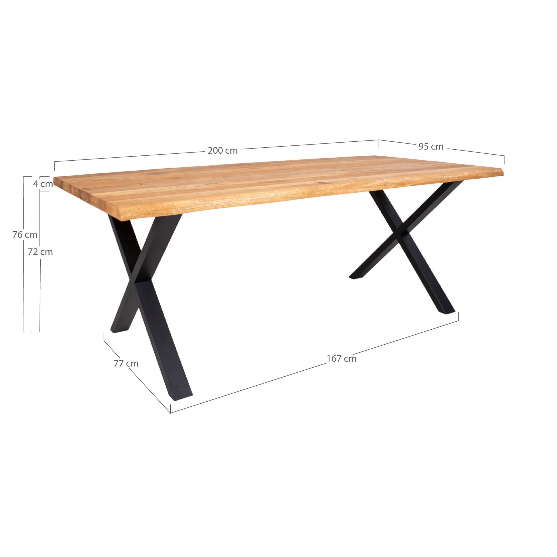 Masa de dining cu margine ondulata, din stejar, natur
