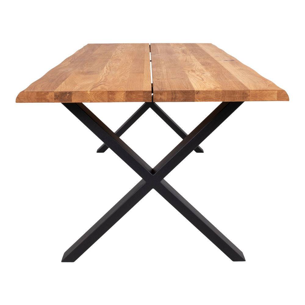 Masa de dining cu margine ondulata, din stejar, natur