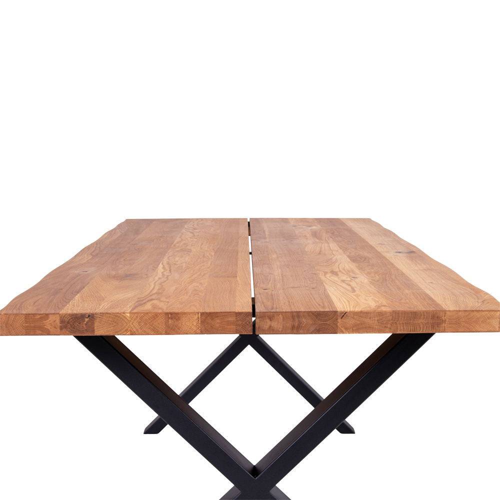 Masa de dining cu margine ondulata, din stejar, natur