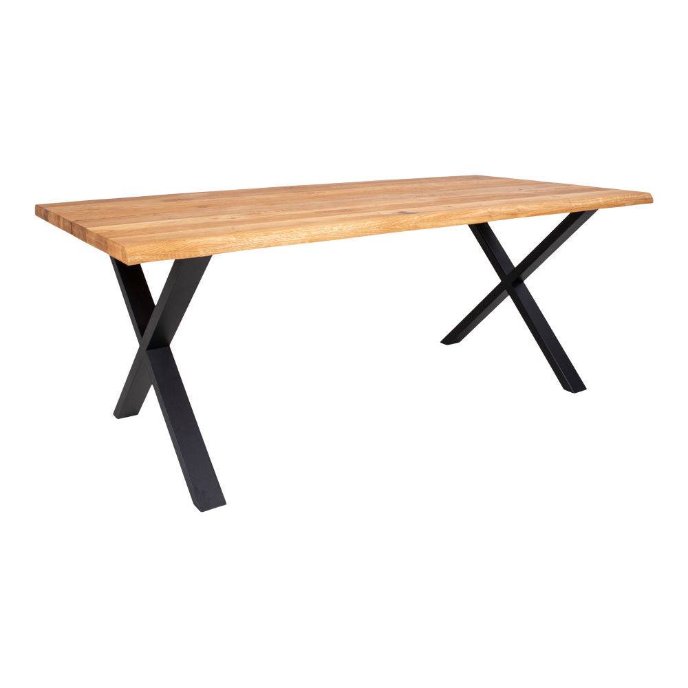 Masa de dining cu margine ondulata, din stejar, natur