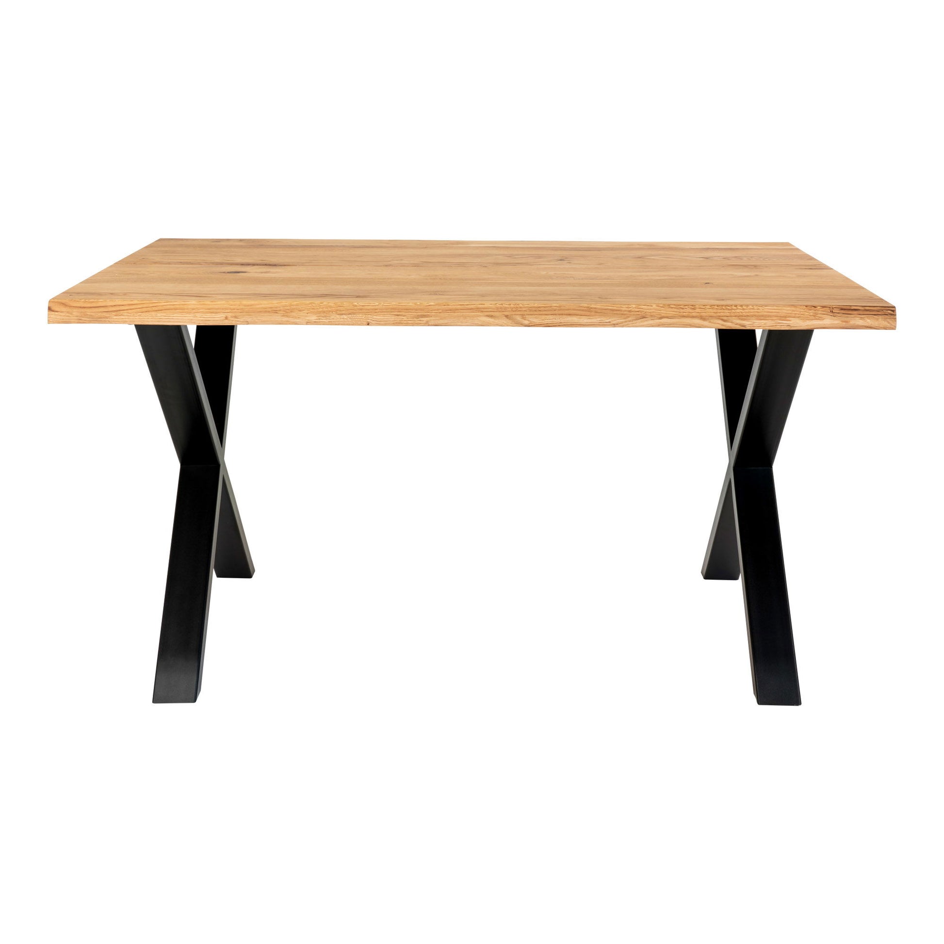 Masa de dining cu margine ondulata din stejar, natur