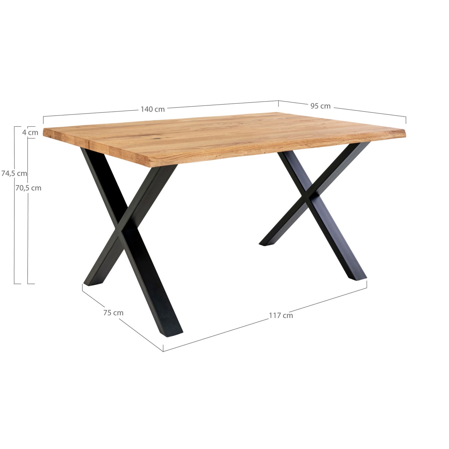 Masa de dining cu margine ondulata din stejar, natur