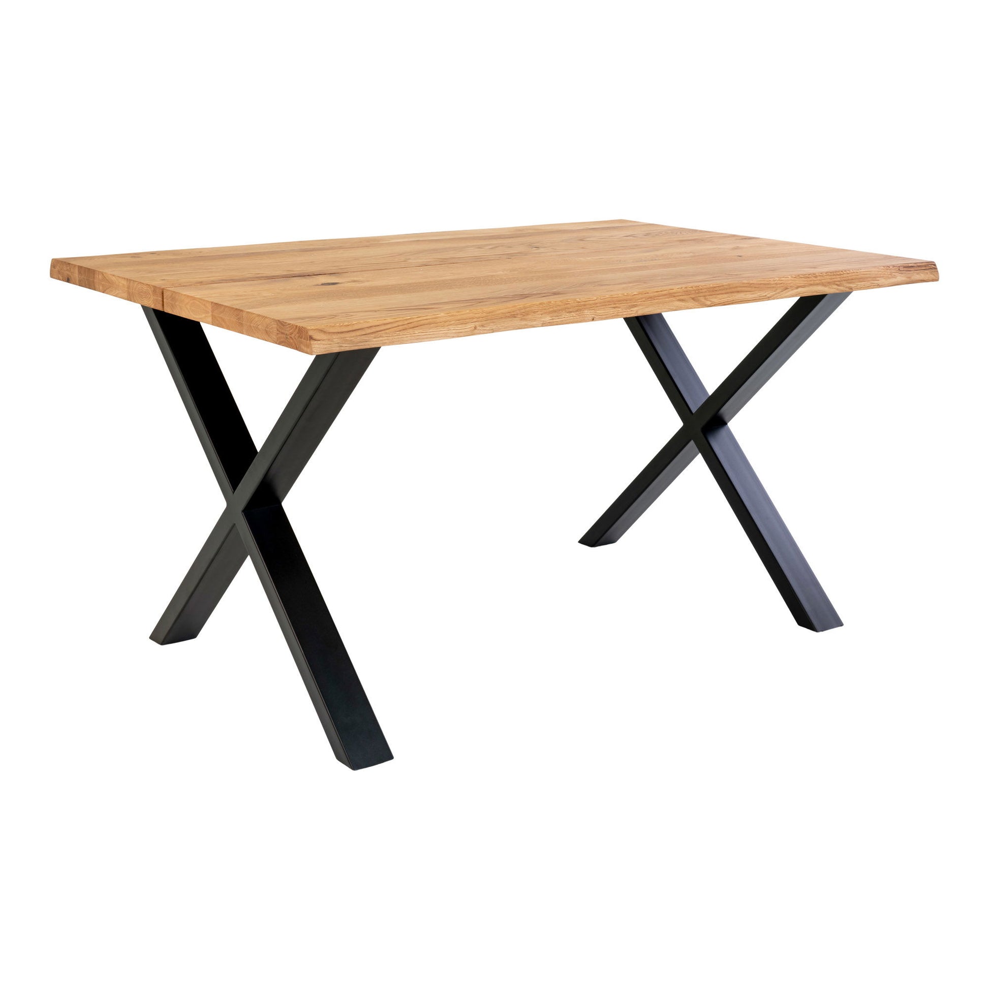 Masa de dining cu margine ondulata din stejar, natur