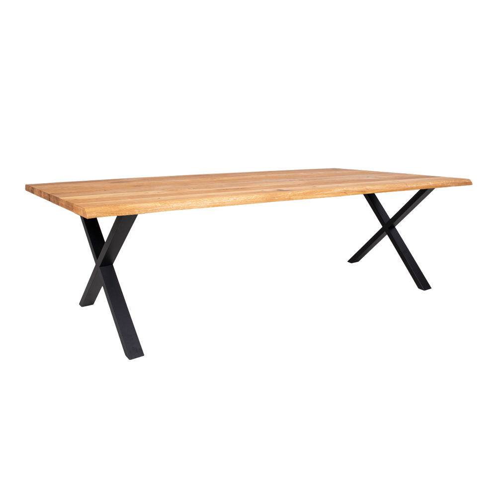 Masa de dining cu margine ondulata din stejar, natur