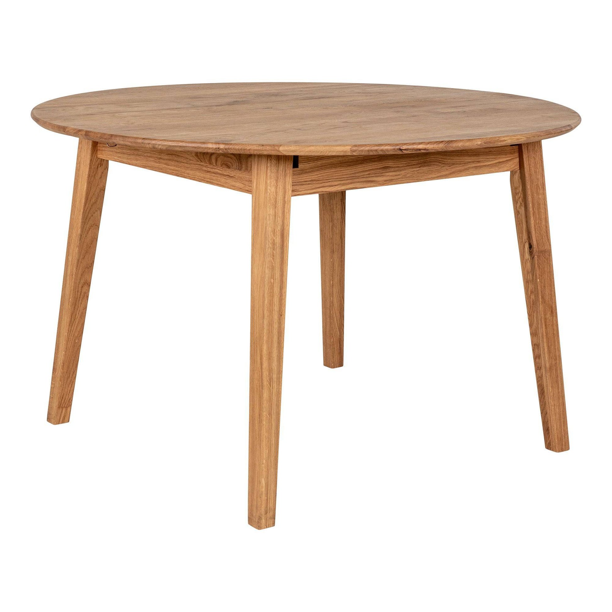 Masa de dining din stejar, natur, placa de extensie incorporata tip fluture