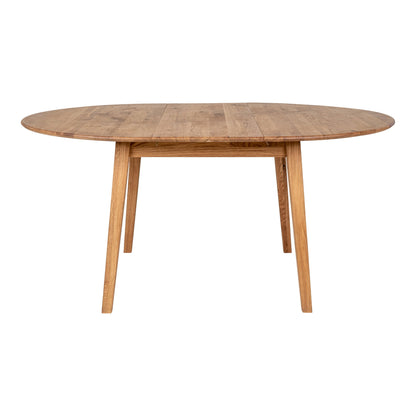 Masa de dining din stejar, natur, placa de extensie incorporata tip fluture