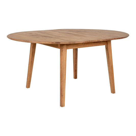 Masa de dining din stejar, natur, placa de extensie incorporata tip fluture