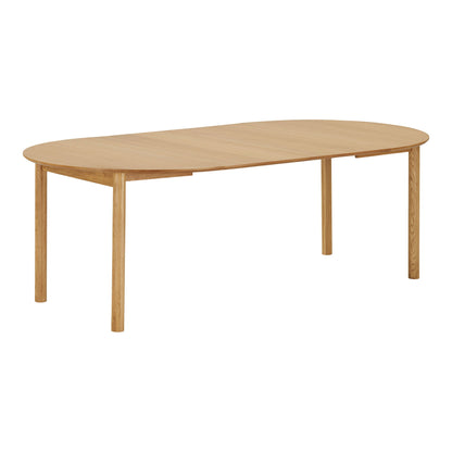 Masa de dining din furnir de stejar, natur, cu doua placi de extensie