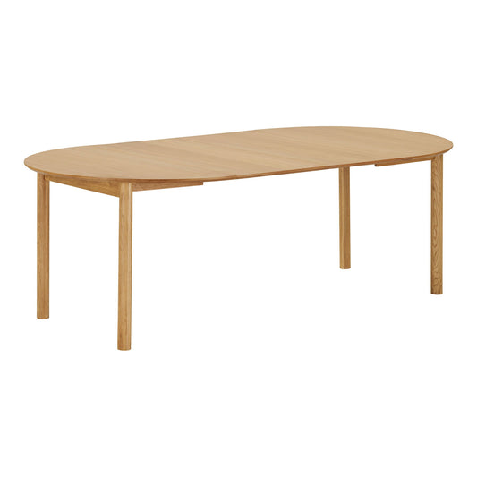Masa de dining din furnir de stejar, natur, cu doua placi de extensie