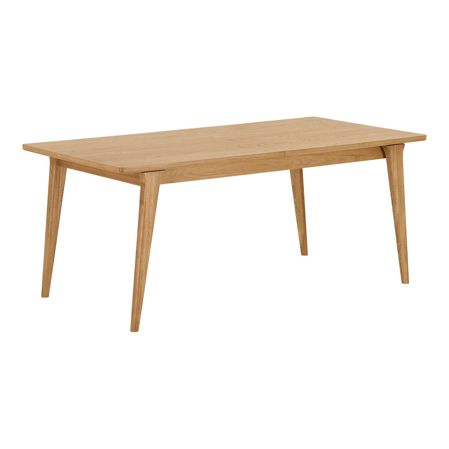 Masa de dining din furnir de stejar, natur, cu o placa de extensie
