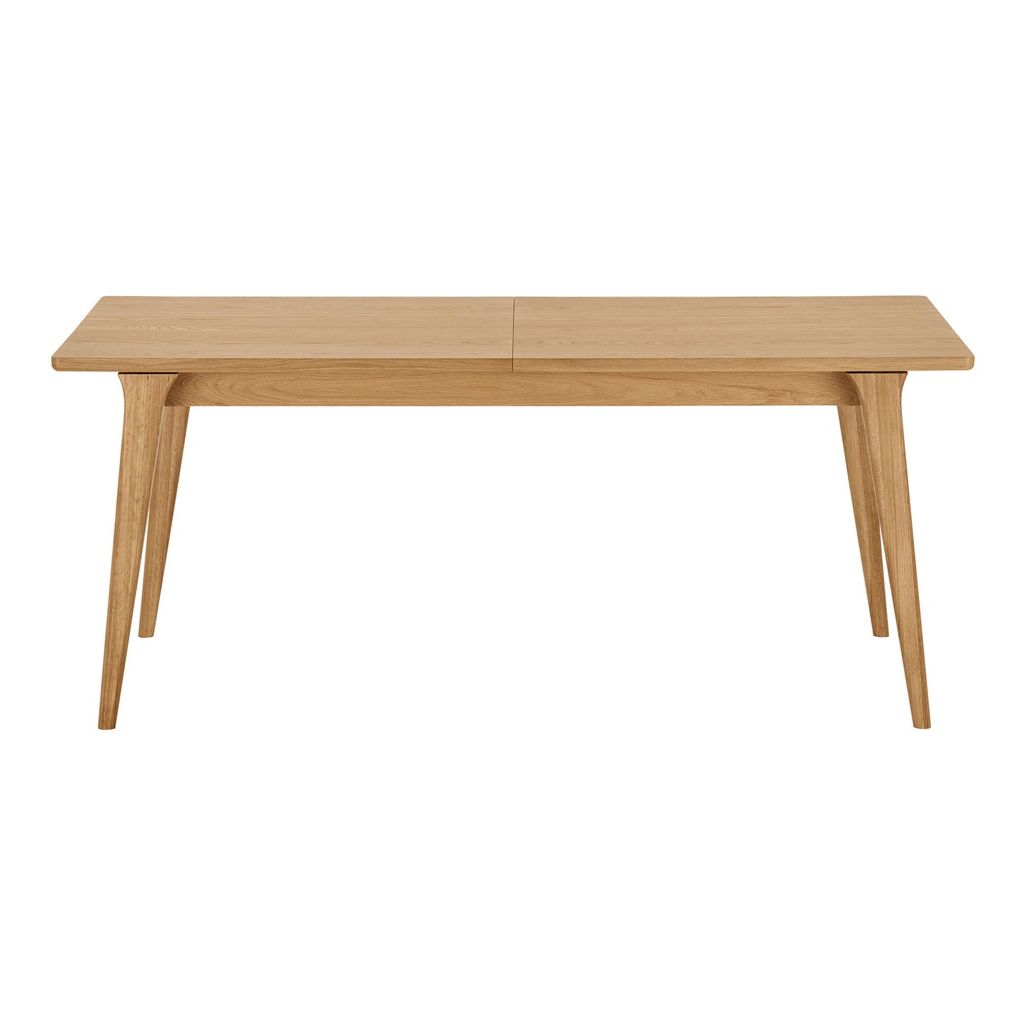 Masa de dining din furnir de stejar, natur, cu o placa de extensie