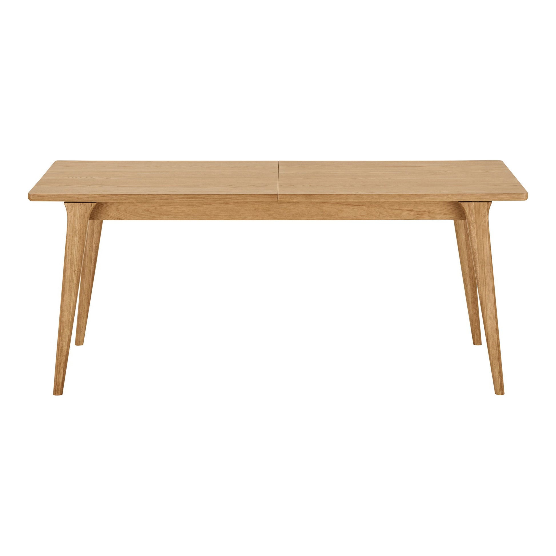Masa de dining din furnir de stejar, natur, cu o placa de extensie