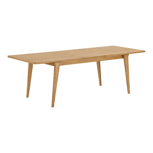 Masa de dining din furnir de stejar, natur, cu o placa de extensie