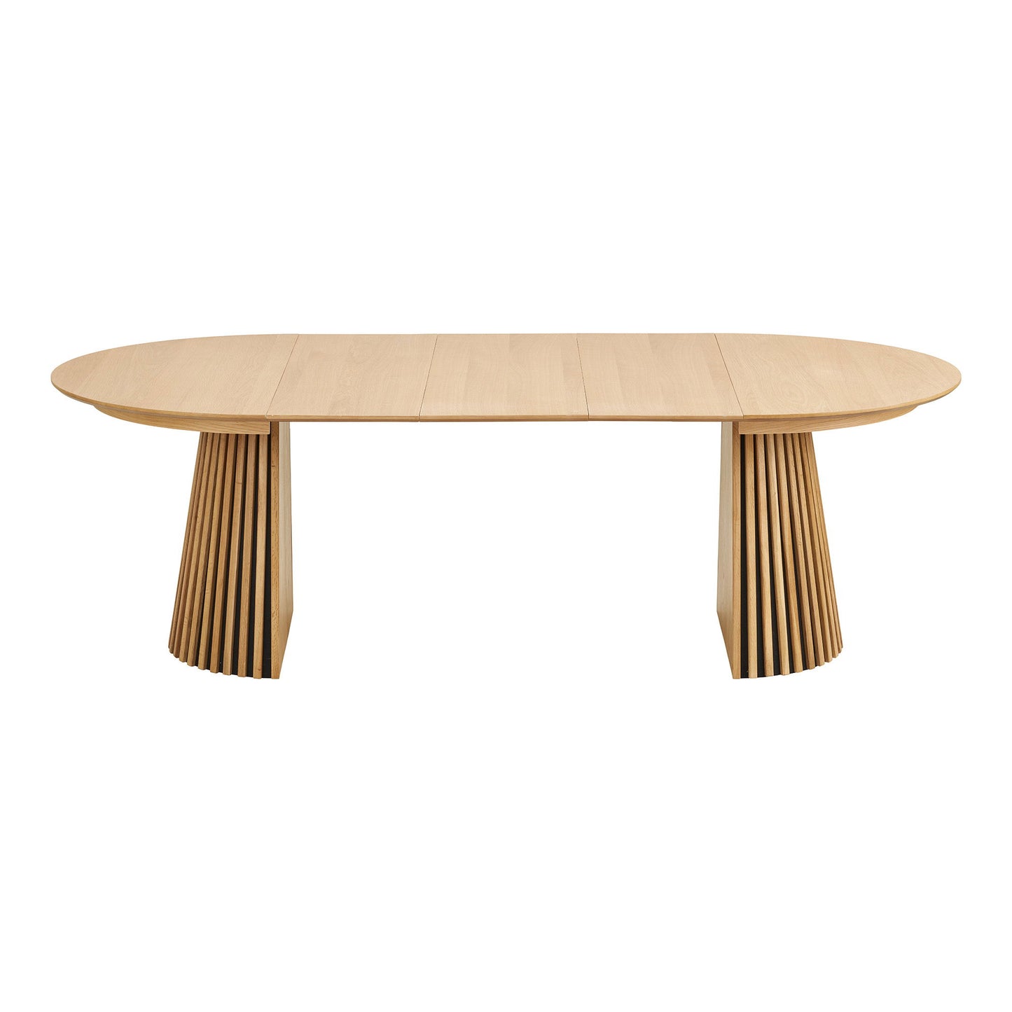 Masa de dining din furnir de stejar, natur, cu trei placi de extensie