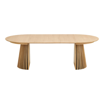 Masa de dining din furnir de stejar, natur, cu trei placi de extensie