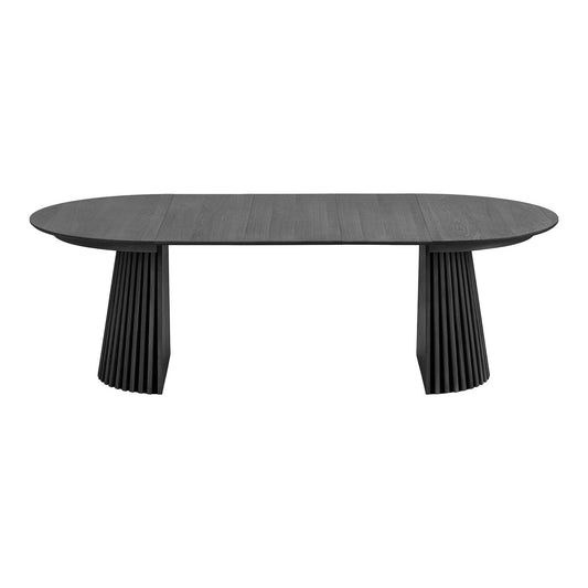 Masa de dining din furnir de stejar, negru, incl. trei placi de extensie
