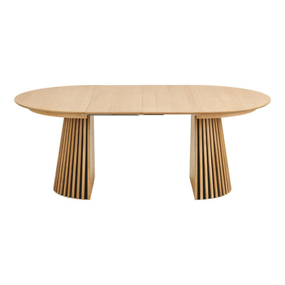 Masa de dining, furnir de stejar, natur, incl. doua placi de extensie