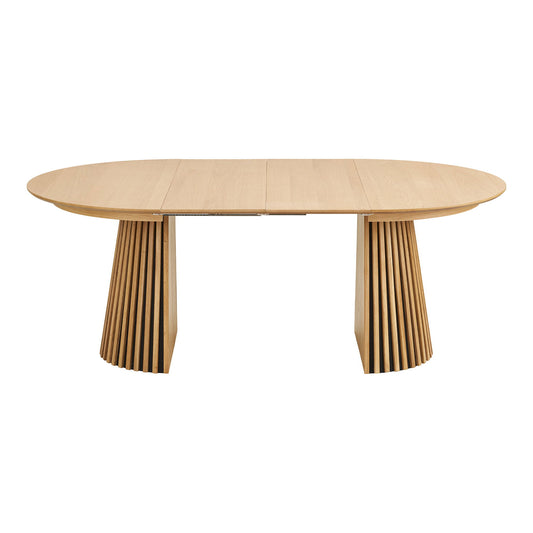 Masa de dining, furnir de stejar, natur, incl. doua placi de extensie