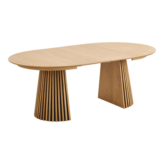 Masa de dining, furnir de stejar, natur, incl. doua placi de extensie