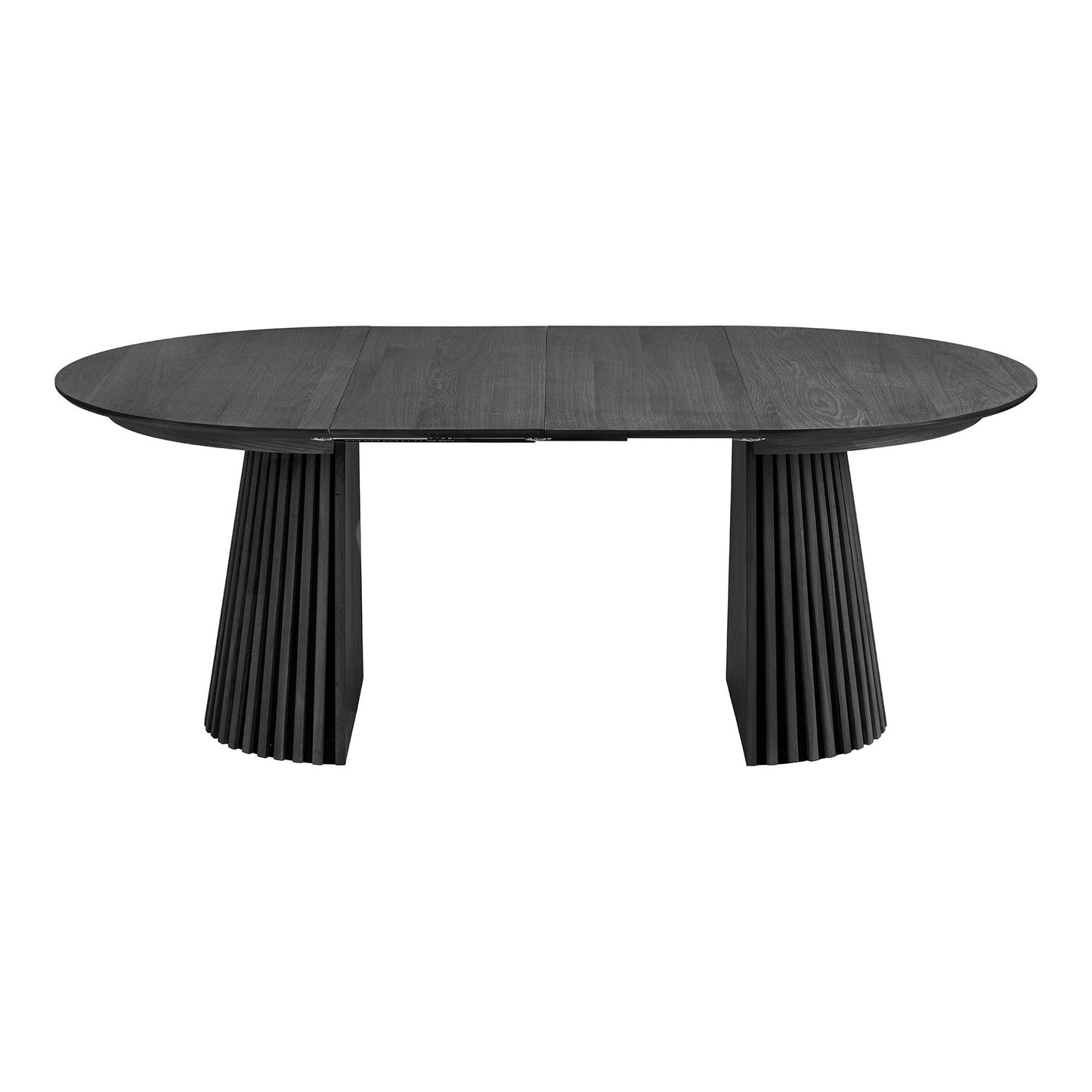 Masa de dining din furnir de stejar, negru, incl. doua placi de extensie