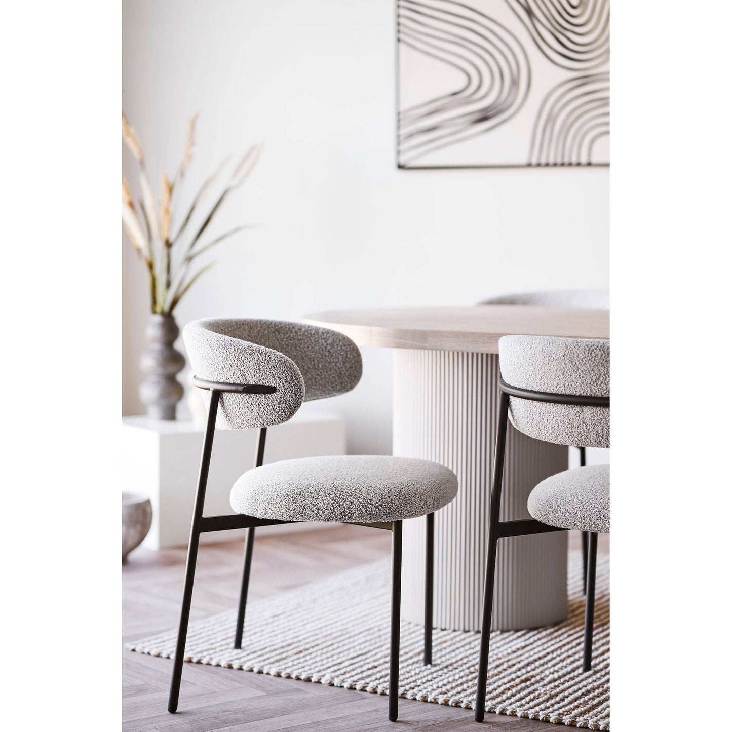 Masa de dining, furnir, natur/nisipiu, in living modern
