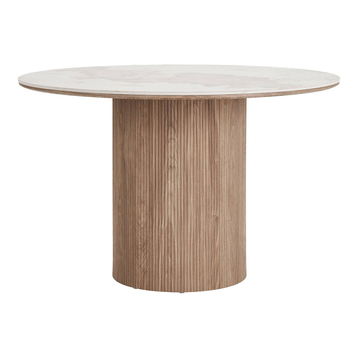 Masa de dining cu blat ceramic, alb/maro