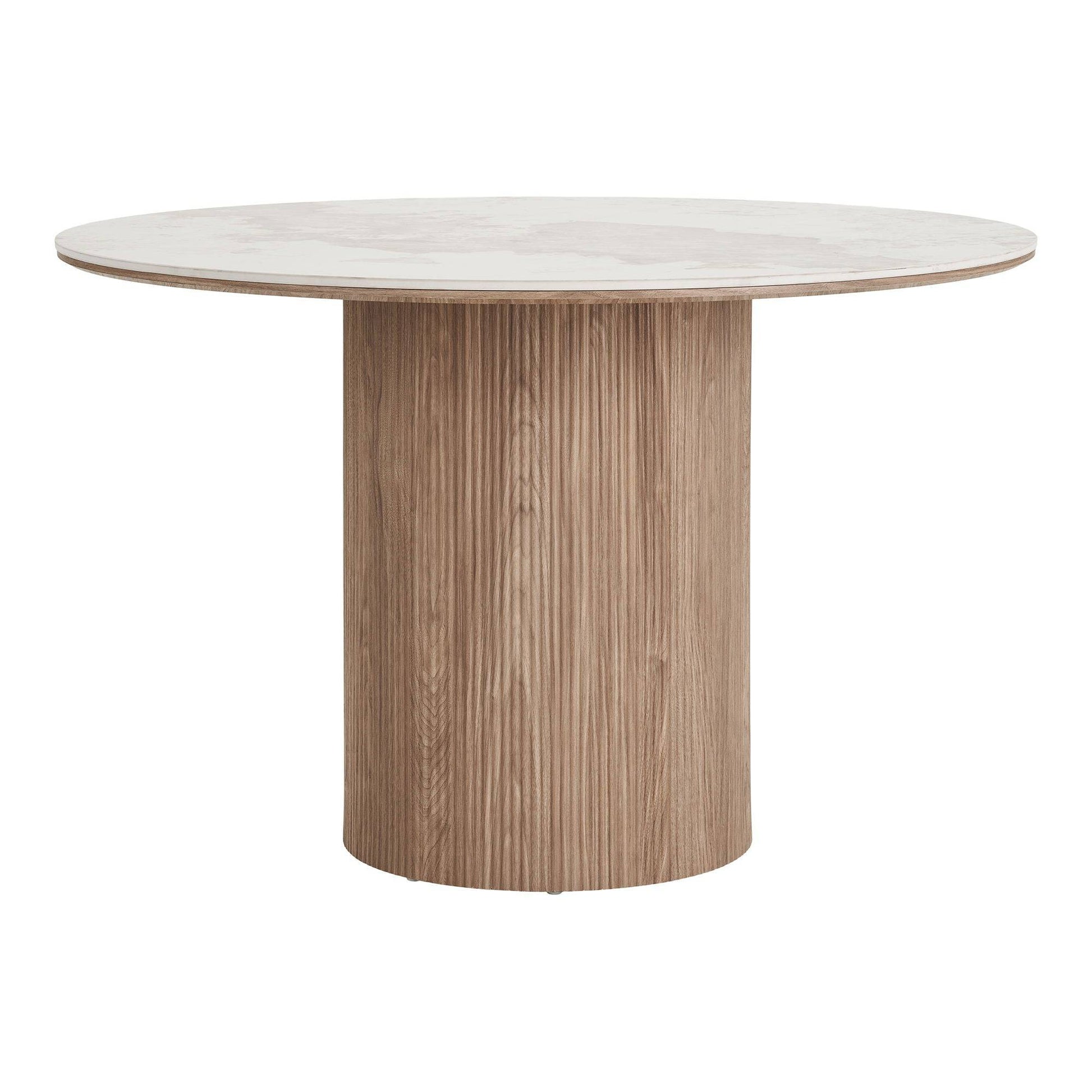 Masa de dining cu blat ceramic, alb/maro