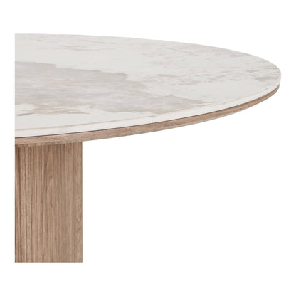 Masa de dining cu blat ceramic, alb/maro, detaliu