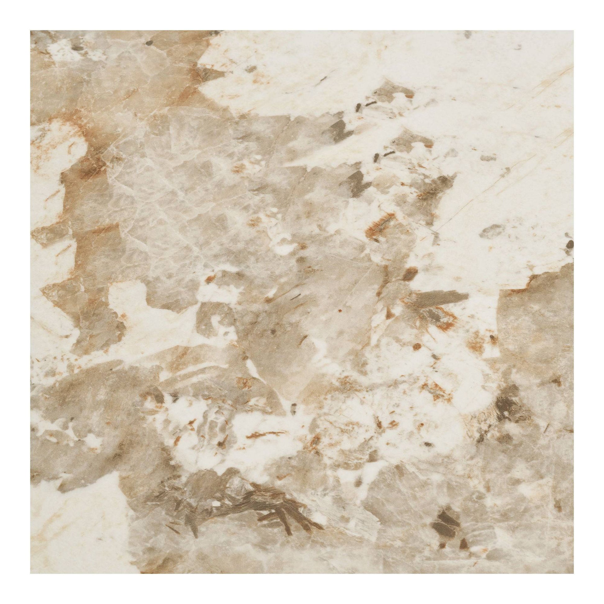 Masa de dining cu blat ceramic, alb/maro, in living