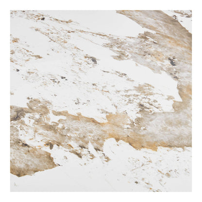 Masa de dining, blat ceramic, alb/maro, detaliu