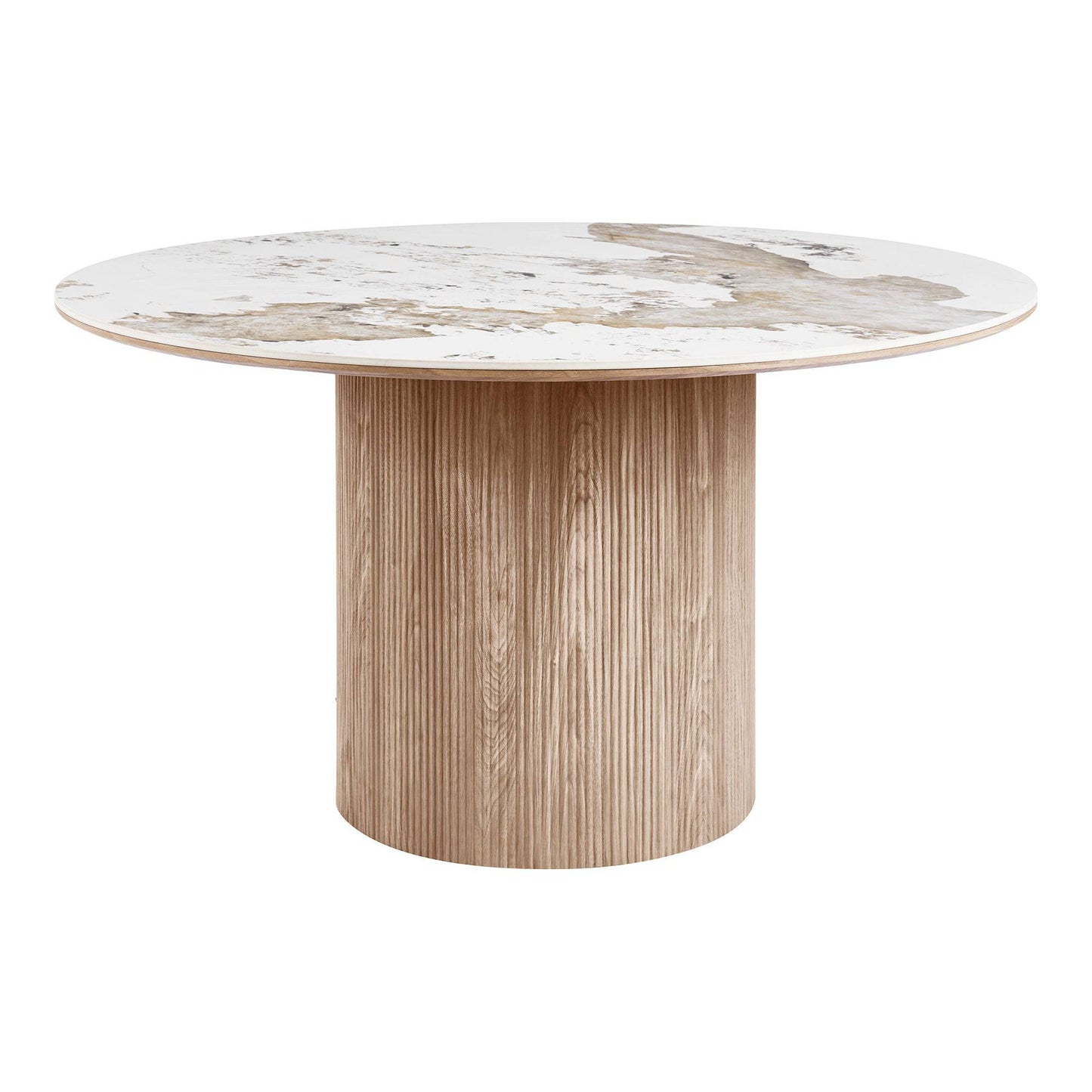 Masa de dining, blat ceramic, alb/maro