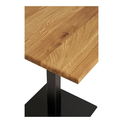 Masa de cafea din stejar, baza neagra din metal, detaliu