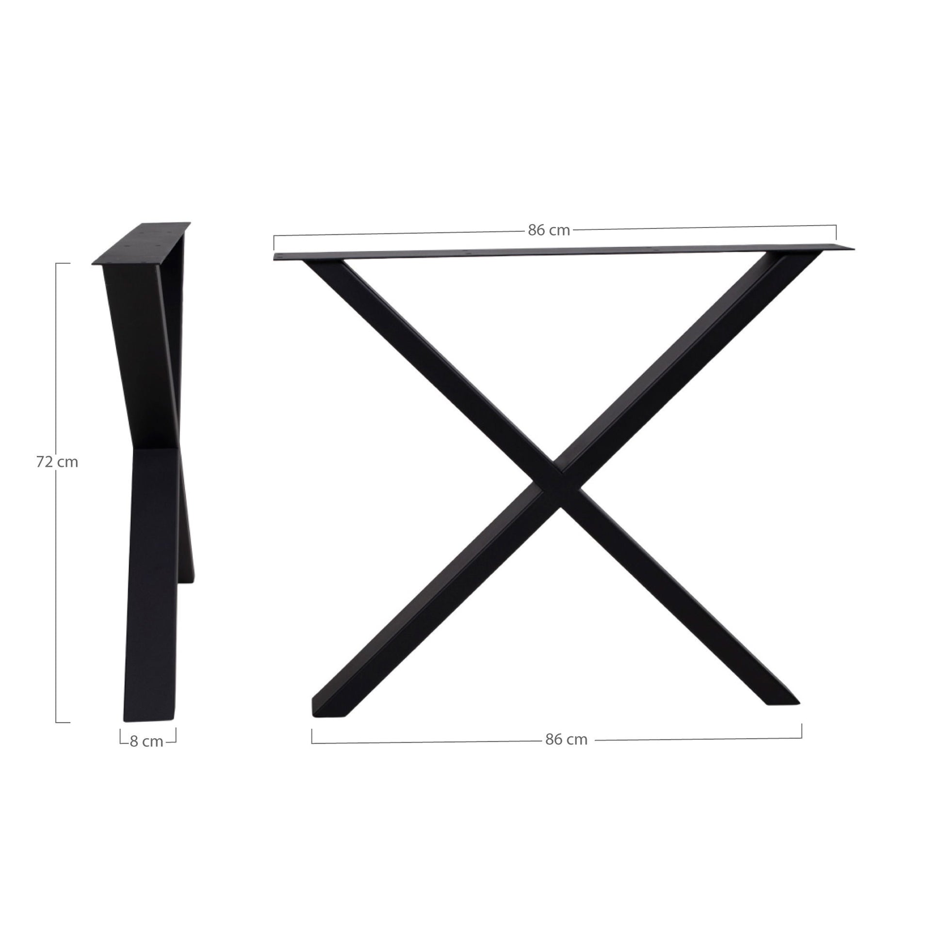  Picioare pentru masa de dining neagra, design in X