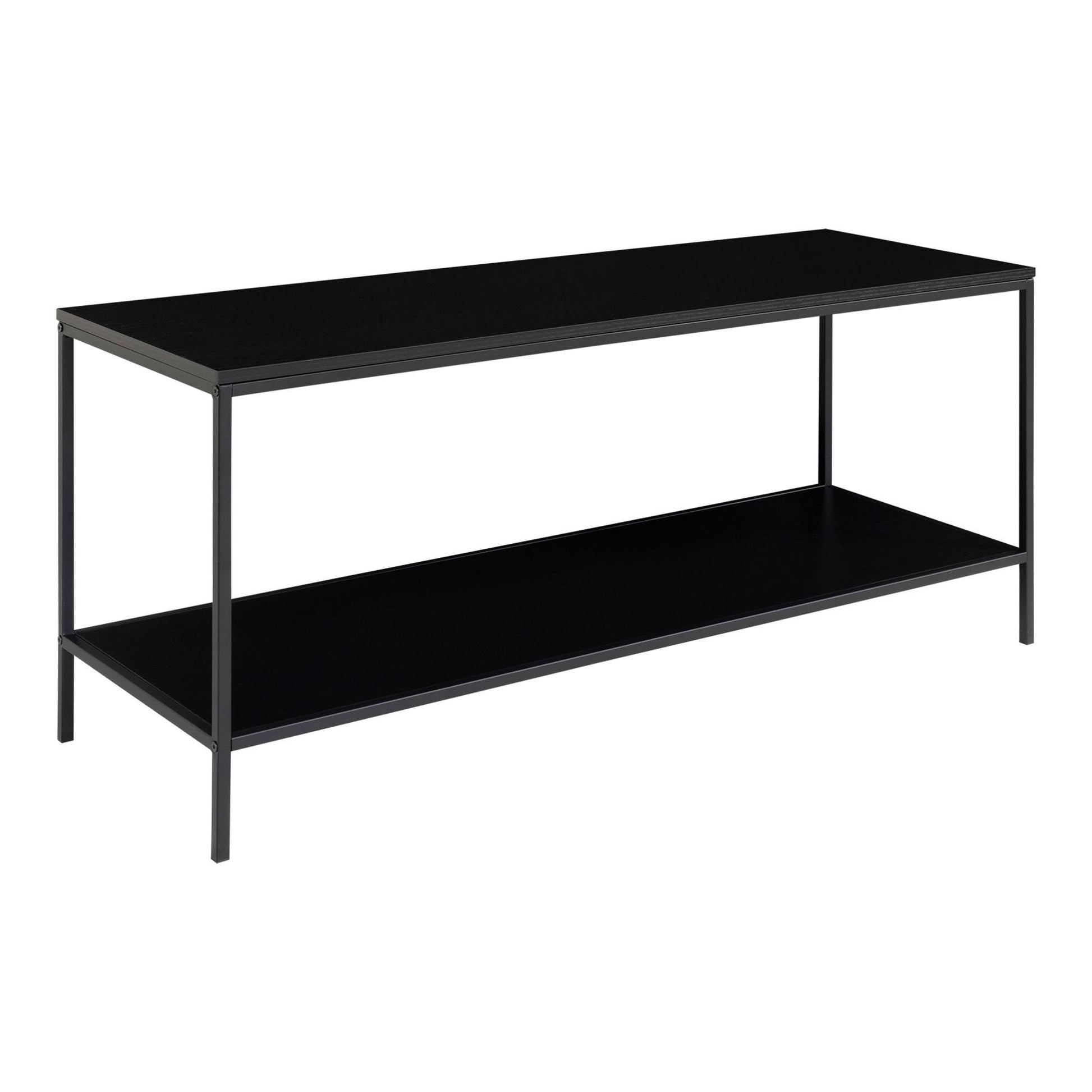 Comoda TV cu 2 rafturi, negru, rama neagra