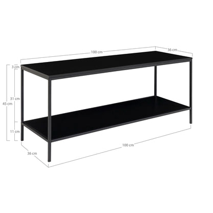 Comoda TV cu 2 rafturi, negru, rama neagra