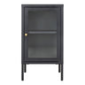 Vitrina mica Dalby cu 1 usa de sticla, din otel negru 38x35x70 cm
