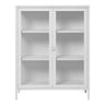 Vitrina Brisbane din otel alb, cu 2 usi de sticla 80x40x101 cm